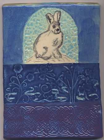 Arctic Rabbit 
Hand built tile
5.5"x7.5" (14x19cm)